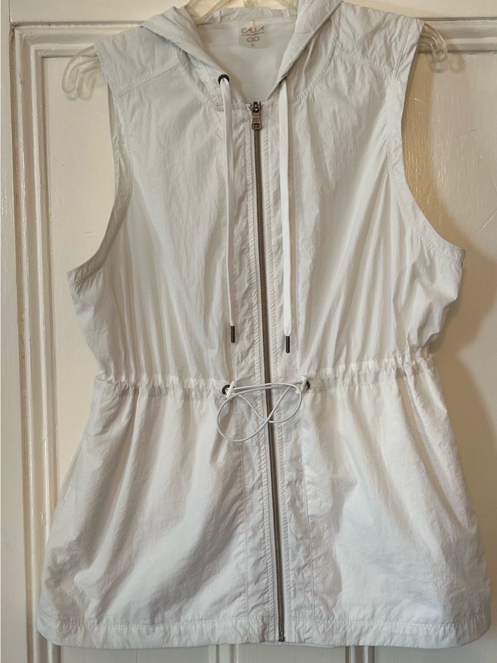 CALIA by Carrie Underwood White Hooded Zip Utility Vest L Athleisure Gorpcore